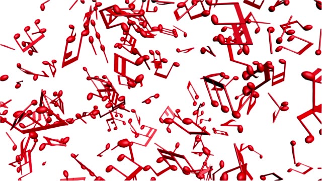 Music notes flowing on the white background, seamless animation