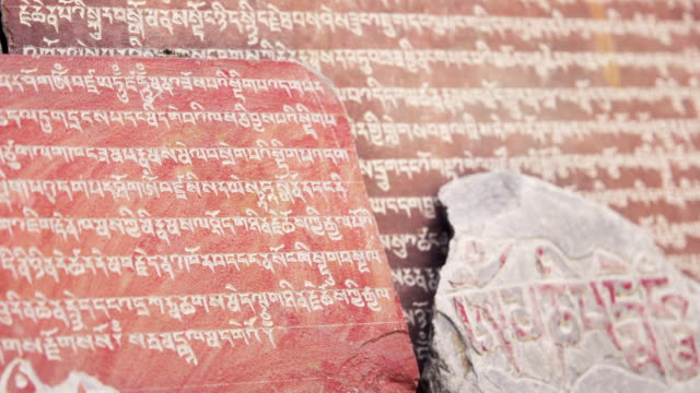 Sanskrit characters on stone plates