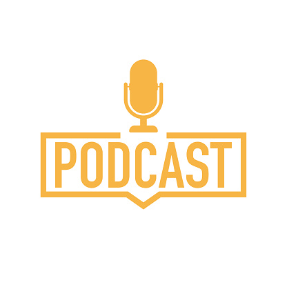 Podcast. Badge, icon, stamp, logo. Vector stock illustration.