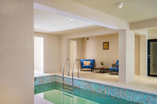 istock Spacious swimming pool in a private luxury villa 1071773920