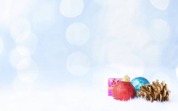 istock Vintage Bauble Christmas celebration on wood table top view background concept for clock countdown decoration on empty rustic desk with snow, Merry Christmas and Happy new year mockup product card 1071780994