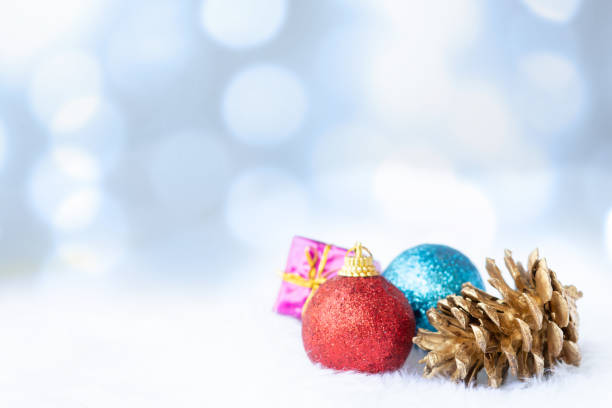 istock Vintage Bauble Christmas celebration on wood table top view background concept for clock countdown decoration on empty rustic desk with snow, Merry Christmas and Happy new year mockup product card 1071780996