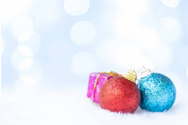 istock Vintage Bauble Christmas celebration on wood table top view background concept for clock countdown decoration on empty rustic desk with snow, Merry Christmas and Happy new year mockup product card 1071781004