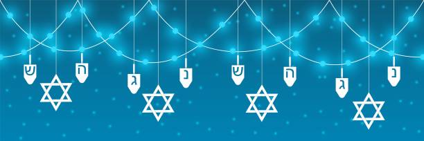ханука фон с традиционными элементами еврейского праздника ханука. - pinwheel hanukkah blue light stock illustrations