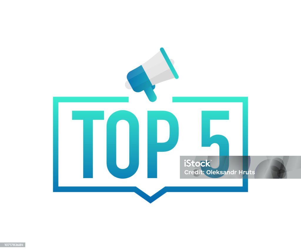 Top 5 - Top Five colorful label on white background. Vector illustration. Top 5 - Top Five colorful label on white background. Vector stock illustration. Number 5 stock vector