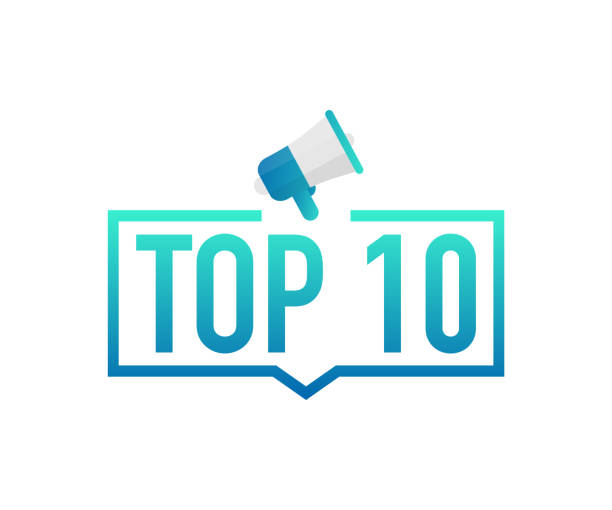 ilustraciones, imágenes clip art, dibujos animados e iconos de stock de top 10 - etiqueta colorida de diez en fondo blanco. ilustración de bolsa vector. - top