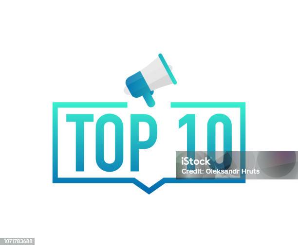 Top 10 Top Ten Colorful Label On White Background Vector Stock Illustration Stock Illustration - Download Image Now