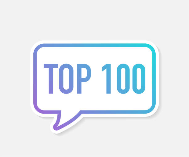 Top 100 - Top one hundred vector colorful speech bubble. Vector illustration. Top 100 - Top one hundred vector colorful speech bubble. Vector stock illustration. number 10 stock illustrations