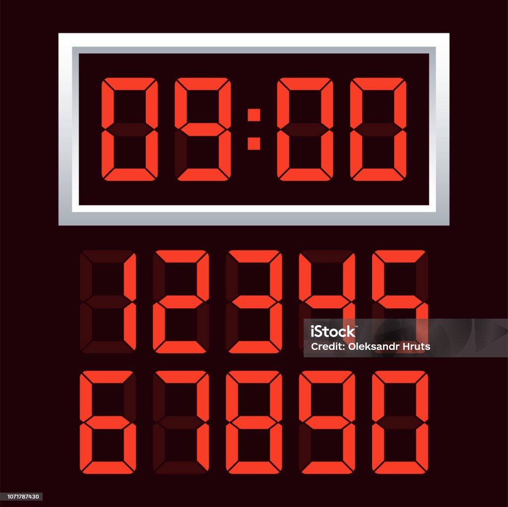 Number Clock Digital Clock Number Set Vector Illustration Stock Illustration ...