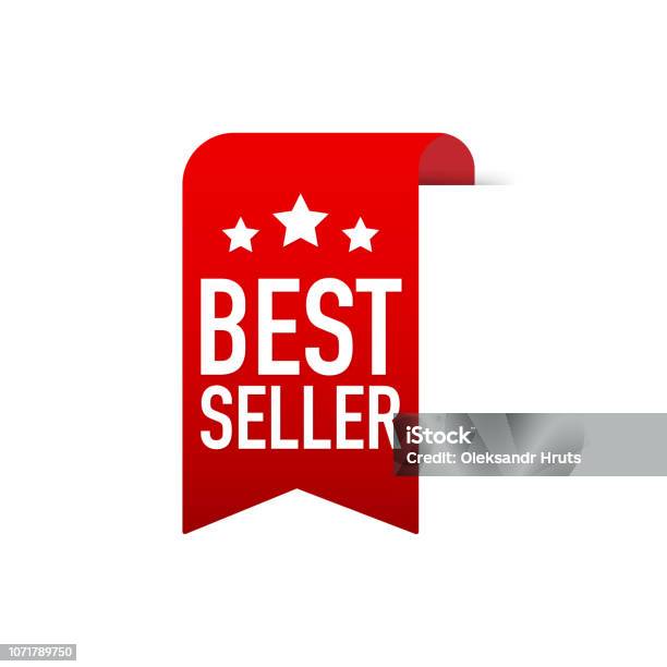 Best Seller Red Label Red Web Ribbon Vector Illustration Stock Illustration - Download Image Now