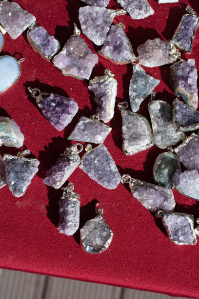 istock Raw violet amethyst rock with crystal ametist 1071791848