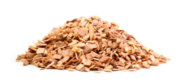 wood chips isolated on white - smooth part of colors yellow imagens e fotografias de stock