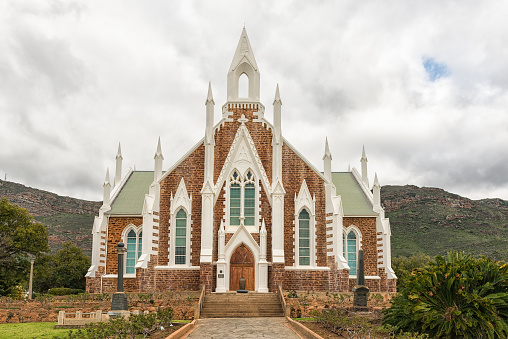PIKETBERG, SOUTH AFRICA, AUGUST 22, 2018: The historic Dutch Reformed Church in Piketberg, in the Swartland region of the Western Cape Province
