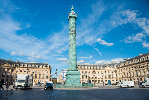 Place Vendome with obelisk in Paris, France