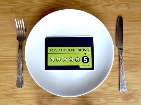 Dinner plate with VERY GOOD food hygiene rating instead of food