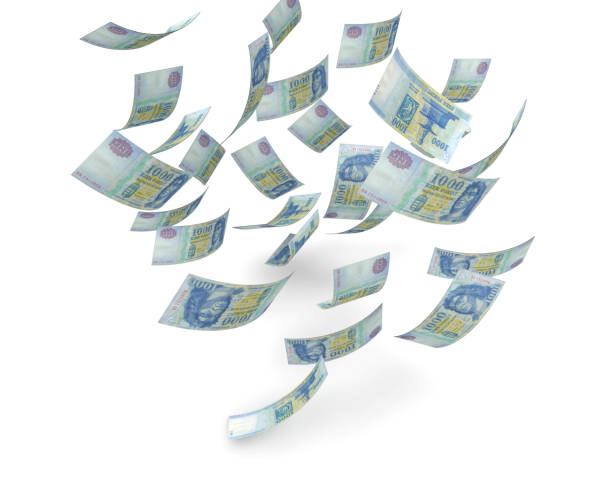 A bunch of forint bills falling from the sky