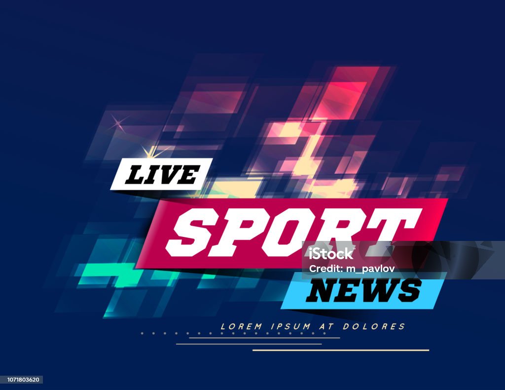 Live Sport News können werden als Design für TV-Nachrichten, Internetmedien, Landing-Page verwendet. Vektor - Lizenzfrei Sport Vektorgrafik