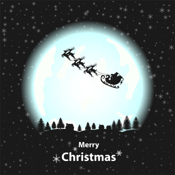 istock Silhouette Santa Clause of Full Moon 1071805818