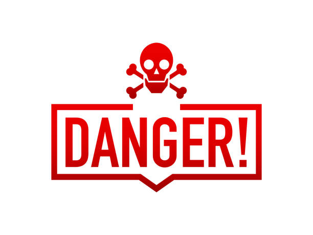 Attention icons danger skull face black and red button and attention warning sign Attention icons danger skull face black and red button and attention warning sign. Vector stock illustration. black face paint stock illustrations