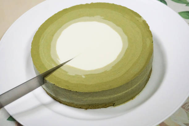 homemade green tea mousse cake