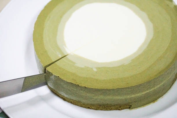 homemade green tea mousse cake