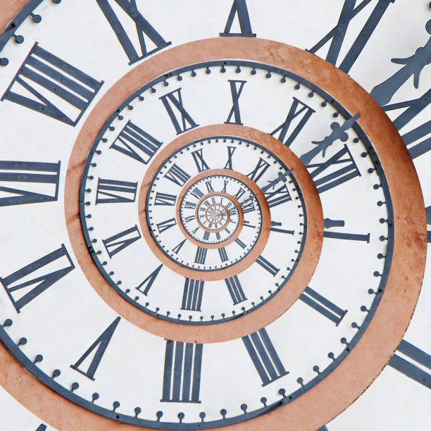 istock Old church clock in the drost effect 1071824018