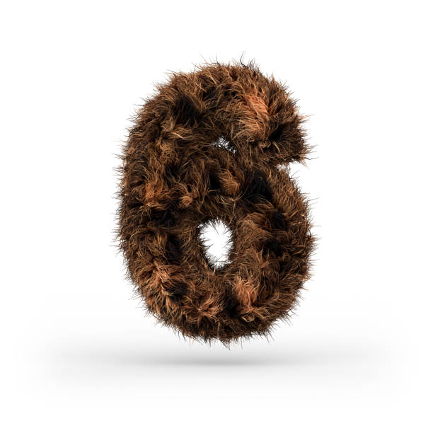 istock Uppercase fluffy and furry font. Digit six. 3D 1071837086