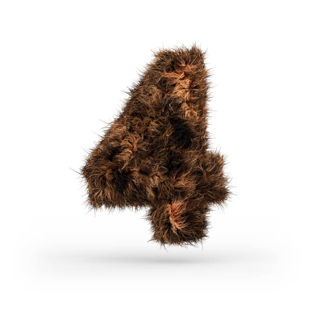 istock Uppercase fluffy and furry font. Digit four. 3D 1071837094