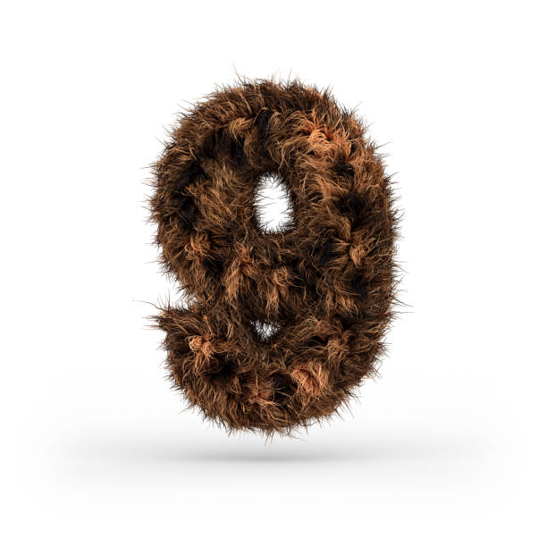 istock Uppercase fluffy and furry font. Digit nine. 3D 1071837108