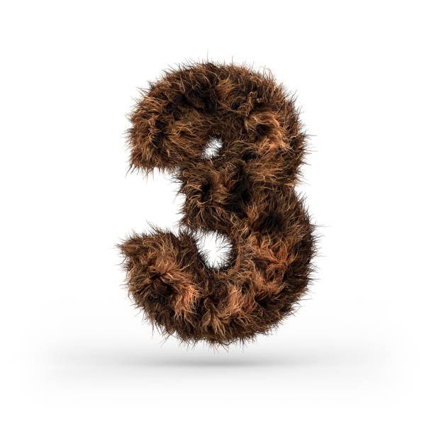 istock Uppercase fluffy and furry font. Digit three. 3D 1071837112