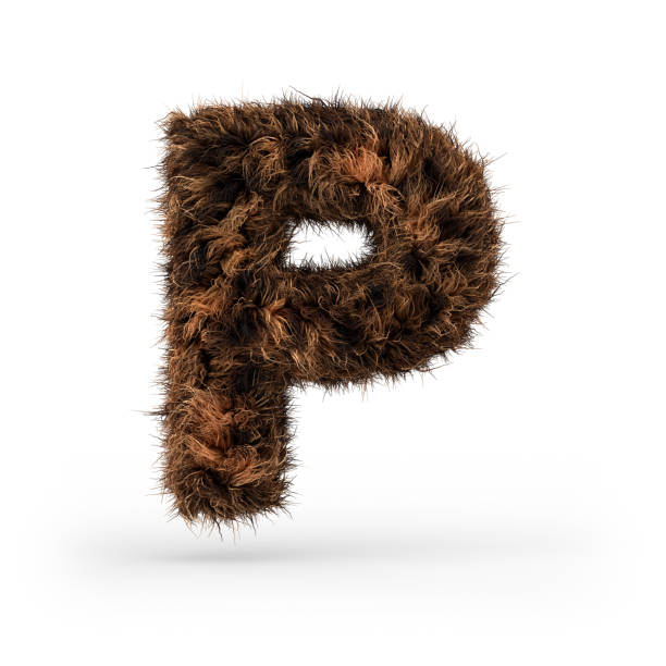 Uppercase fluffy and furry font. Letter P. 3D