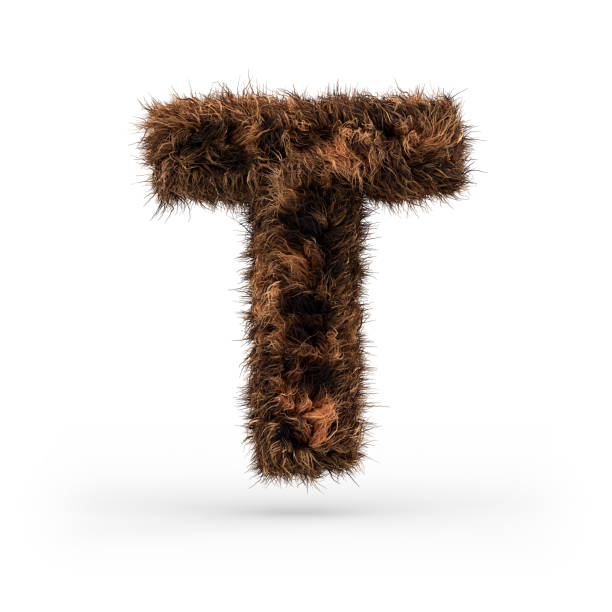 istock Uppercase fluffy and furry font. Letter T. 3D 1071837150