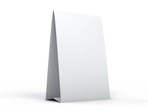 stand per libretti con fogli bianchi di carta. mockup. 3d - menu template foto e immagini stock