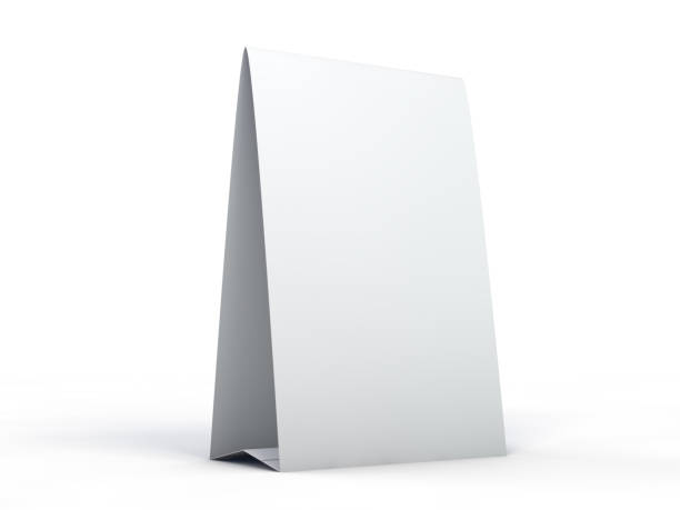 Stand for booklets with white sheets of paper. Mockup. 3D Stand for booklets with white sheets of paper. Mockup. 3D rendering restaurant table card stock pictures, royalty-free photos & images