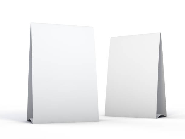Stand for booklets with white sheets of paper. Mockup. 3D