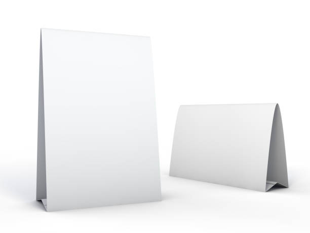 istock Stand for booklets with white sheets of paper. Mockup. 3D 1071837214