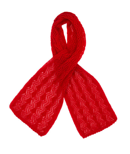 istock Scarf knitted handwork on white. Scarf pattern. Red woolen scarf. 1071838870