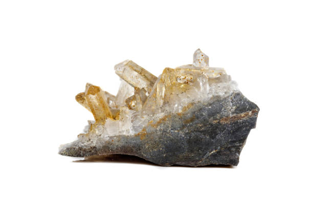 istock Macro Mineral Stone Crystals Citrine on a white background 1071839366