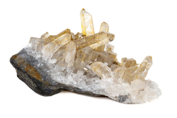 istock Macro Mineral Stone Crystals Citrine on a white background 1071840444