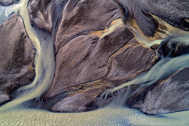 istock Abstract pattern of river in Iceland, aerial view 1071874694