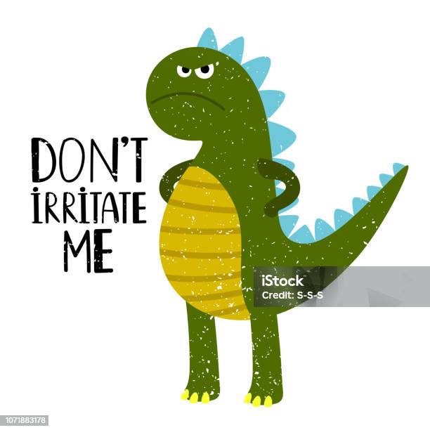 Grumpy Dino Tshirt Design Stock Illustration - Download Image Now - Dinosaur, T-Shirt, Advertisement