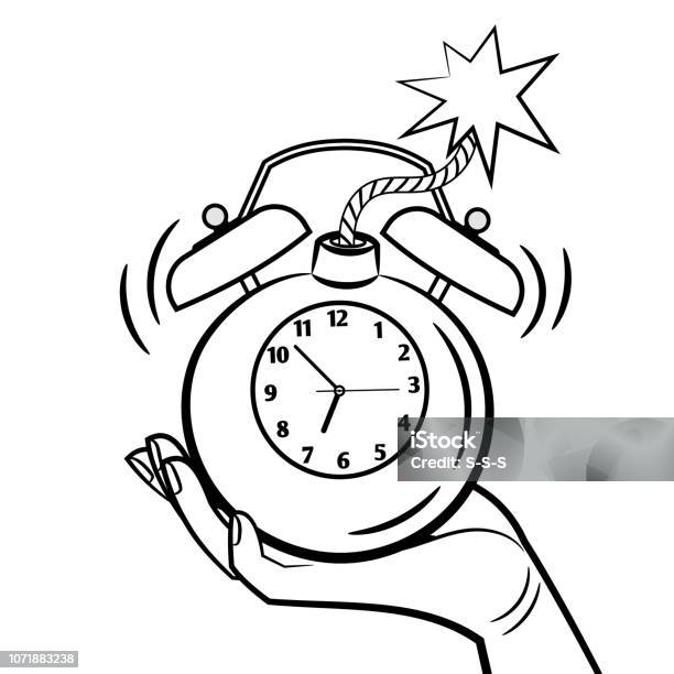 Bomb Alarm Clock Coloring Page Stock Illustration - Download Image Now - Abstract, Alarm, Alertness