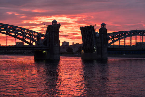 istock Peter the Great Bridge with divorced spans for the passage of ships 1071888906