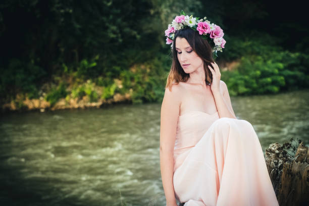 istock Beauty With Wreath in Nature 1071889420
