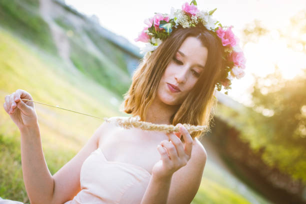 istock Beauty With Wreath in Nature 1071892862