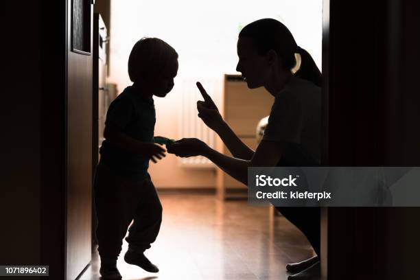 Mom Disciplining Her Child Stock Photo - Download Image Now - Punishment, Toddler, Obedience