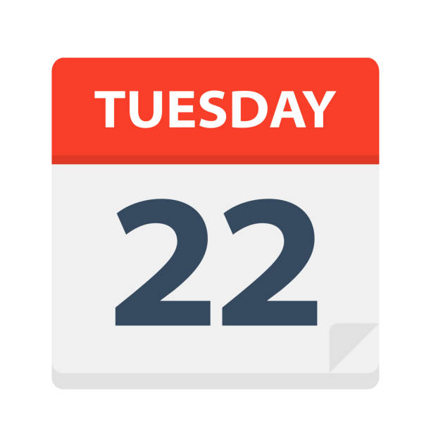 istock Tuesday 22 - Calendar Icon. Vector illustration of week day paper leaf. 1071898658