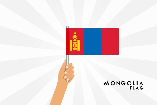 人間の手のベクトル漫画イラストは、モンゴルの国旗を保持します。白い背景の上の孤立したオブジェクト。 - inner mongolia independent mongolia mongolian culture mongolian ethnicity点のイラスト素材／クリップアート素材／マンガ素材／アイコン素材