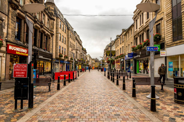 Pedestrian High Street in Inverness city centre, Scotland stock photo
