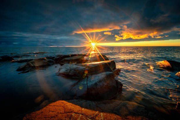 Sunset at sweden's largest lake Värner